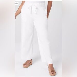 Lane Bryant White Wide Leg Drawstring Pants
